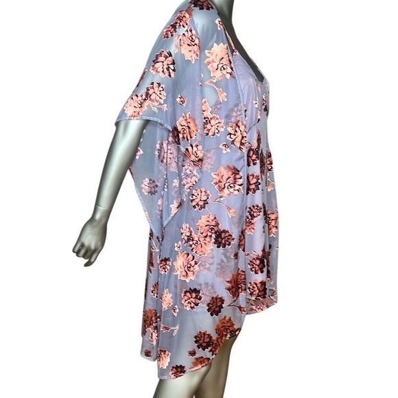 For Love & Lemons Purple Floral Mini Slip Dress & Sheer Kimono Duster Set O/S & - Picture 4 of 15